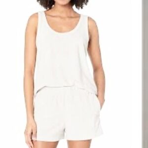 NWT Victoria's Secret Flowy White T-Shirt Top‎ Womens M Linen-Blend